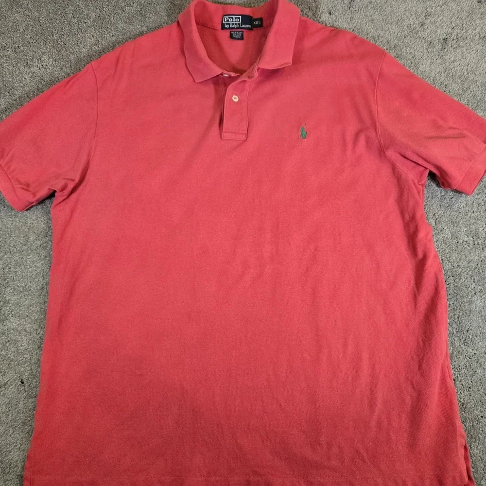 Polo Ralph Lauren Shirt Mens XXL‎ Red Golf Polo Green Pony Logo